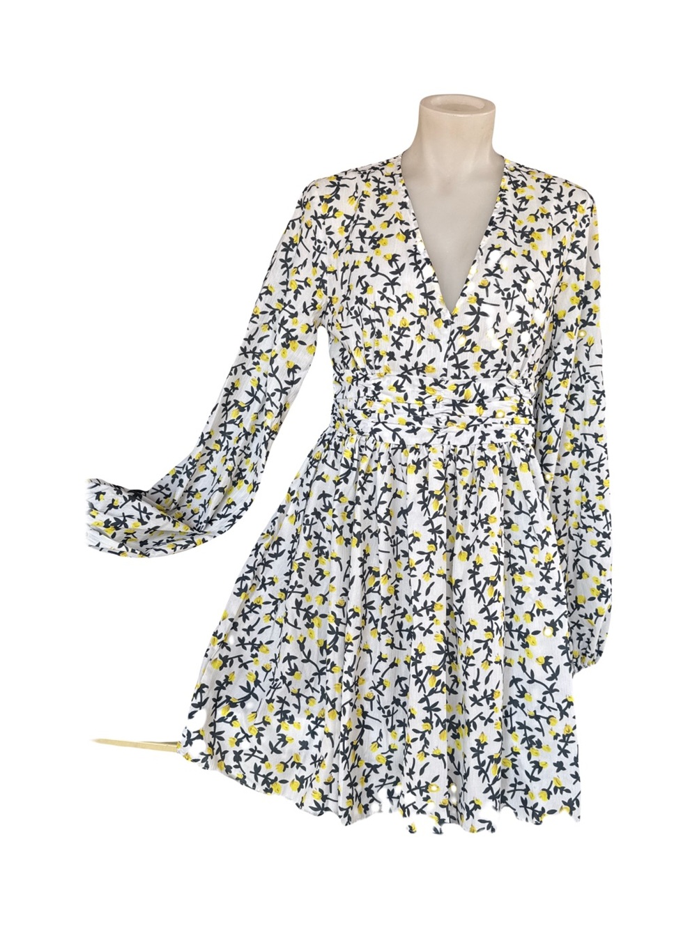 Boohoo White Floral Long Sleeve Dress 6